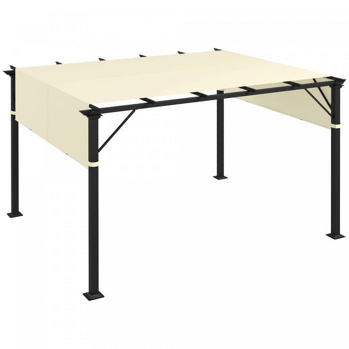 Outsunny Auvent De Pergola, Protection Uv, 2 Pieces 16 X 4 Pi, Blanc Creme