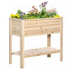 Outsunny Lit De Jardin Sureleve En Bois Avec Etagere De Rangement Naturel