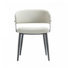 Chaise de salle a manger moderne Luce en metal texture et cuir vegetalien couleur avoine