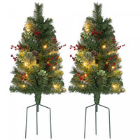Homcom Lot De 2 Petits Sapins De Noel Eclaires, Vert, 2 Pieds