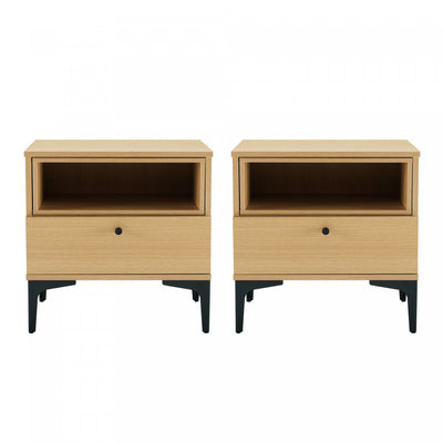 Amara Modern 20" Nightstand in Light Oak (1-Drawer) - Set of 2 | Table de nuit moderne Amara 20" en chene clair (1 tiroir) - Lot de 2