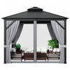 Costway 10’ X 10’ Patio Double Top Hardtop Gazebo Toit En Acier Galvanise Cadre En Aluminium