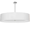 Luminaire suspendu Helena de Dainolite de 40 po de diamètre avec abat-jour blanc qui diffuse la lumière, fini chromé poli et 6 ampoules