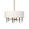 Lustre Langford de Dainolite avec abat-jour blanc, fini bronze rétro et 6 ampoules