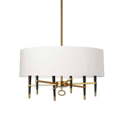 Dainolite Langford 6 Light Chandelier Vintage Bronze White Shade Lamp|Lustre Langford de Dainolite avec abat-jour blanc, fini bronze rétro et 6 ampoules