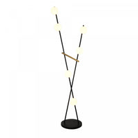 Lampadaire Sur Pied Cortina A 6 lampes, Noir, Laiton Brosse