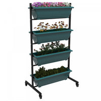 Outsunny Lit De Jardin Sureleve Vertical De 4 Niveaux Avec 4 Boites De Planteur, Roues, Support De P