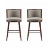 Tabouret de bar moderne en bois et tissu Evalyn, coloris colombe - Lot de 2