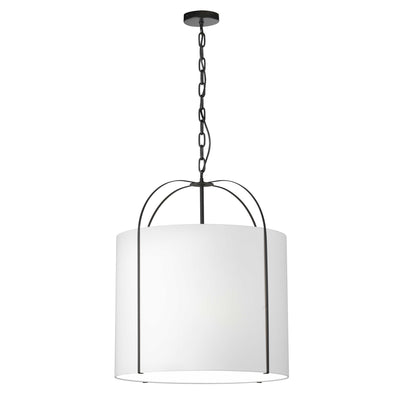 Dainolite Quincy 3 Light Pendant Matte Black White Shade Lamp|Luminaire suspendu Quincy de Dainolite avec abat-jour blanc, fini noir mat et 3 ampoules