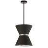 Luminaire suspendu Caterine de Dainolite de 12 po de diamètre, avec abat-jour noir, anneau argenté, fini noir mat et 1 ampoule