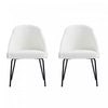 Chaise de salle a manger moderne Gracie en cuir vegetalien et metal, blanc et noir - Lot de 2