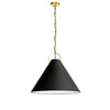 Luminaire suspendu Princeton de Dainolite de 24 po de diamètre avec abat-jour noir, fini laiton vieilli et 1 ampoule