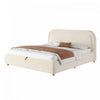 Lit plateforme Sophia avec rangement a levage hydraulique, revetement en boucle, taille king, beige