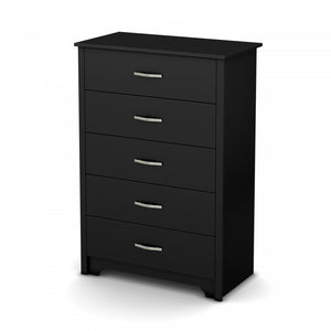 Fusion Commode 5 Tiroirs - Noir Solide