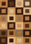 Tapis Florence a carreaux superposes marron et beige, 7'9\" x 10'6\"