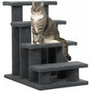 Pawhut Escalier A Gratter Pour Chat A Plusieurs Niveaux, 4 Marches Avec Moquette, Gris Fonce