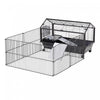 Cage Pour Huche A Lapins En Metal Pawhut Maison Principale Huche Pour Cochons D'inde Hangar Pour Petits Animaux Avec Roues Et Freins Pliable Grand Enclos Detachable Noir (34,75\" L X 50,5\" L X 22\" H)