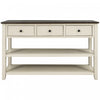 Console Wendy En Bois Massif Avec 3 Tiroirs Et 2 Etageres Ouvertes, Beige