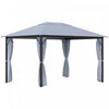 Outsunny 13' X 10' Gazebo Canopy Abri De Fete Avec Cadre En Acier, Rideaux, Parois Laterales En Filet, Gris Clair