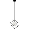 Luminaire suspendu Thomson de Dainolite en verre blanc opale, avec fini noir mat et 1 ampoule