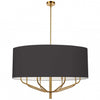 Lustre Eleanor de Dainolite avec abat-jour noir et blanc, fini laiton vieilli et 8 ampoules