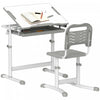 Qaba Ensemble Bureau Et Chaise Pour Enfants Reglable Bureau Inclinable Gris