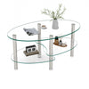 Table basse ovale transparente moderne Sophia en verre avec pieds en acier inoxydable, transparente