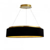 Lustre Circulo de Dainolite avec abat-jour noir et doré, fini laiton vieilli et ampoule de 34 W