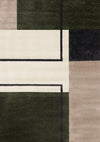 Carpette moderne Marley verte, grise et blanche à motif géométrique - 5 pi 3 po x 7 pi 7 po
