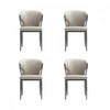Chaise de salle a manger moderne en cuir vegetalien et metal Kirsten, gris clair - Lot de 4