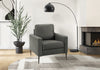 Chaise D'Appoint Rembourre , 34\"L, Aspect Cuir Gris Fonce, Pieds En Metal Noir, Moderne
