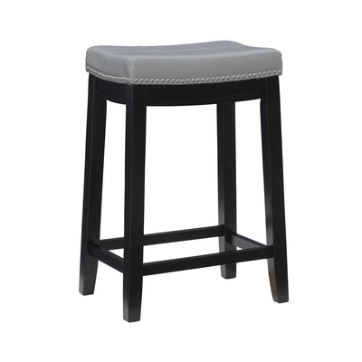 Claridge Faux Leather Backless Counter-Height Stool - Grey|Tabouret Claridge de hauteur comptoir en similicuir et sans dossier - gris