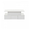 Daniel table basse relevable – table basse avec eclairage LED et 4 tiroirs, blanc