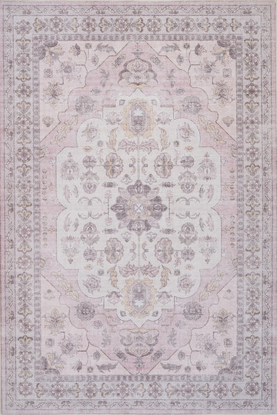 Aqua Pink Washable Non-slip Low Pile Area Rug 5'x7' | Tapis Rose Lavable Et Antiderapant A Poils Ras 5'x7'