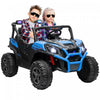 Qaba Voiture Electrique 2 Places Pour Enfants, Alimentee Par Batterie 24 V, Avec Telecommande, 3 Vitesses, Lumieres Led, Musique, Klaxon, Suspension A Ressort Pour 3 A 8 Ans, Bleu
