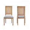 Oliver lot de 2 chaises de salle a manger en bois massif (hevea) avec assise rembourree, dossier en cannage et pieds canneles, gris