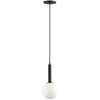 Luminaire suspendu Tara de Dainolite en verre blanc, avec fini noir mat et 1 ampoule