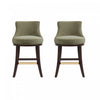 Tabouret de comptoir moderne Lucia en bois et chenille, vert feuille - Lot de 2