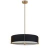 Luminaire suspendu Preston de Dainolite de 21 po de diamètre avec abat-jour noir, fini laiton vieilli et 4 ampoules