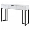 Horizon Table Console Moderne avec Tiroirs Geometriques et Cadre Dore, Blanc/Noir