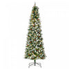 Homcom Arbre De Noel Artificiel Floque Pre-eclaire 7,5' Avec Pommes De Pin