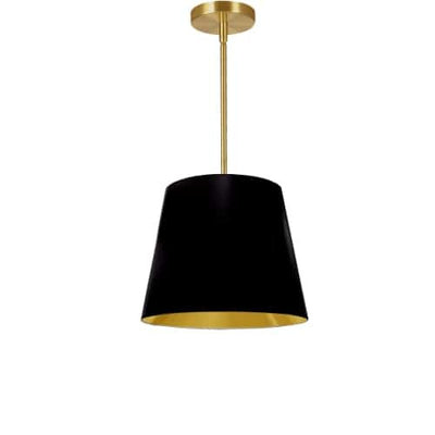 Dainolite Oversized Drum 1 Light Pendant tapered Drum Small Black/Gold Shade Lamp|Petit luminaire suspendu de Dainolite avec très grand abat-jour cylindrique effilé noir et doré, et 1 ampoule
