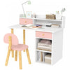 Qaba Ensemble Bureau Et Chaise Pour Enfants Avec Rangement Et Etageres Rose
