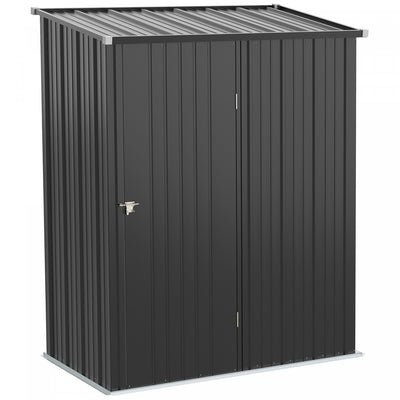 Outsunny 5' X 3' Outdoor Storage Shed, Steel Garden Shed With Single Lockable Door, Tool Storage Hou|Outsunny 5'x3' Abri De Jardin Exterieur En Acier Avec Porte Simple Gris