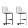 Tabouret de bar moderne en metal et tissu Serena, blanc - Lot de 2