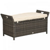 Outsunny Banc De Rangement En Osier Rangement De 27 Gallons, Blanc Creme