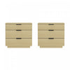 Table de nuit moderne Payton 66 cm en chene naturel (3 tiroirs) - Lot de 2