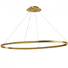 Lustre horizontal Circulo de Dainolite en silicone blanc qui diffuse la lumière, avec fini laiton vieilli et ampoule de 63 W