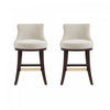 Tabouret de comptoir moderne Lucia en bois et chenille naturelle - Lot de 2