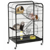 Pawhut Cage Pour Petits Animaux 37\" Lapin Furet Chinchilla Avec 2 Portes Plateforme Rampe Metal Noir
